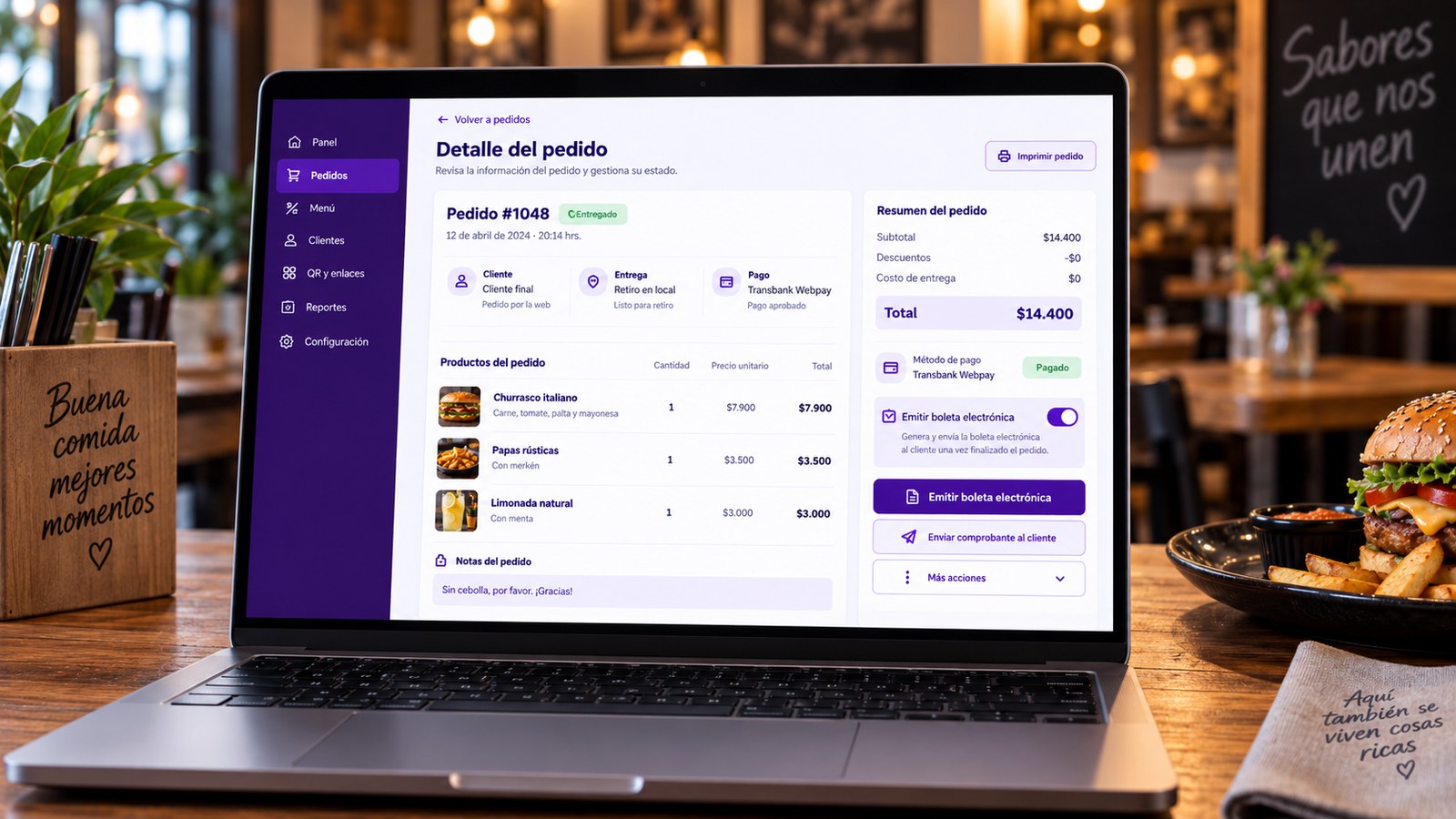 Emisión de boleta electrónica desde un pedido en MiDelivery
